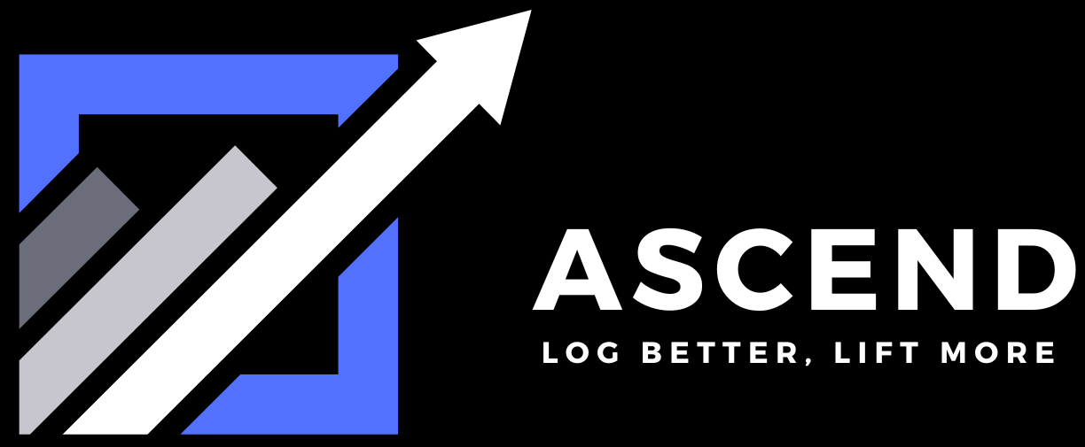 The logo of ascend with title and subtitle on the side saying Ascend, log better, lift more